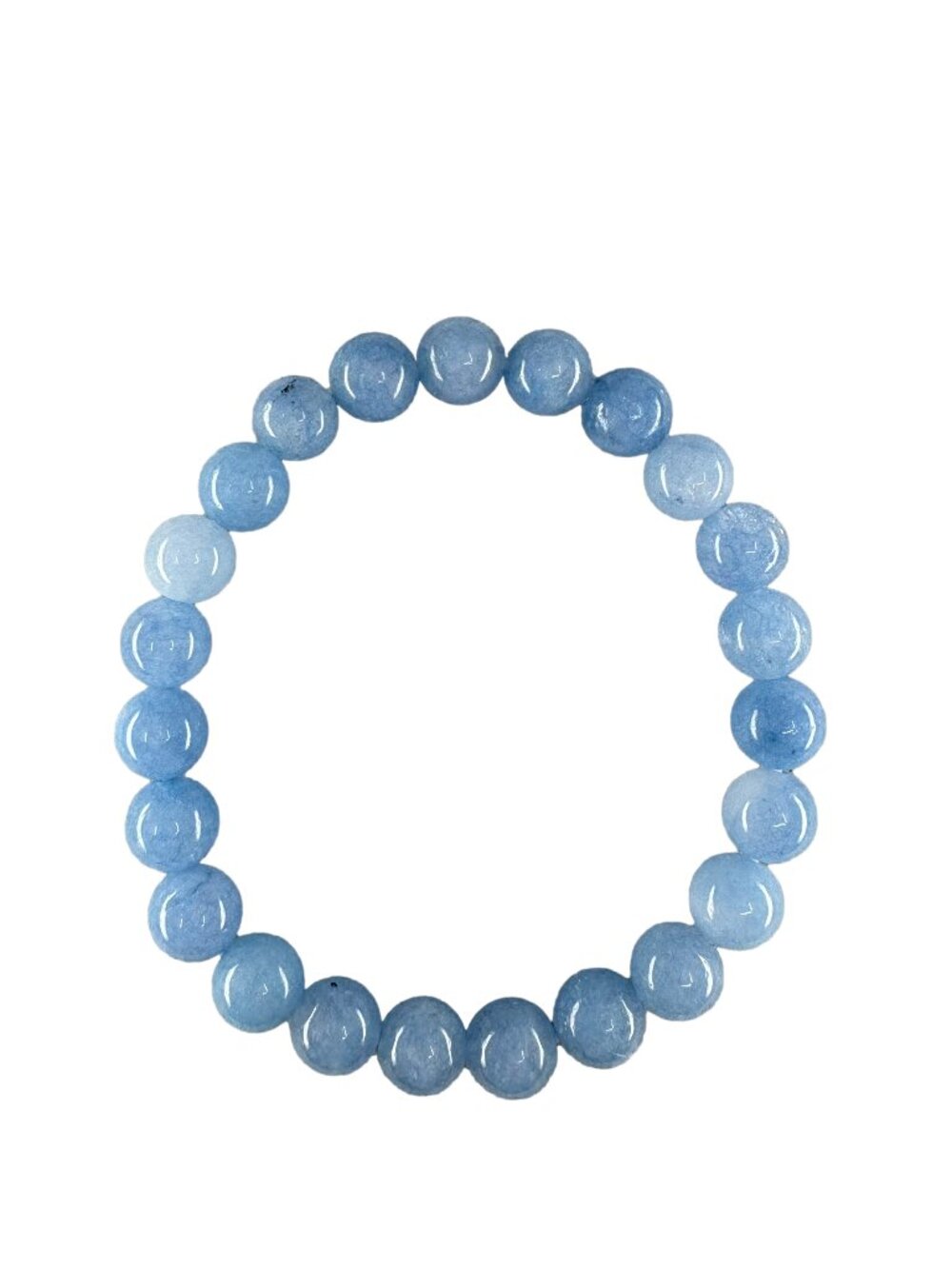 Natural Aquamarine Bracelet 8mm 23 Beads 6.75" Stretch Gemstone Jewelry 20.38g